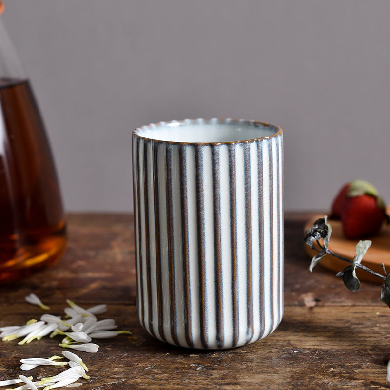 Porcelain Kiln Change Tea Cup Vintage Stripe