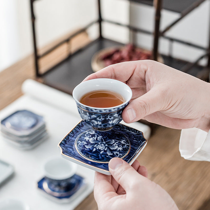 Vintage Chinese Ceramic Cup Coaster Tea Set