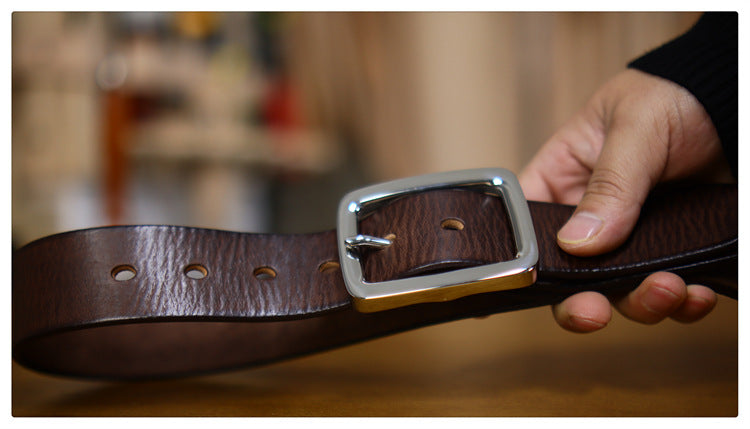 Retro Thick Pure Steel Hand-rub Color Men's Belt