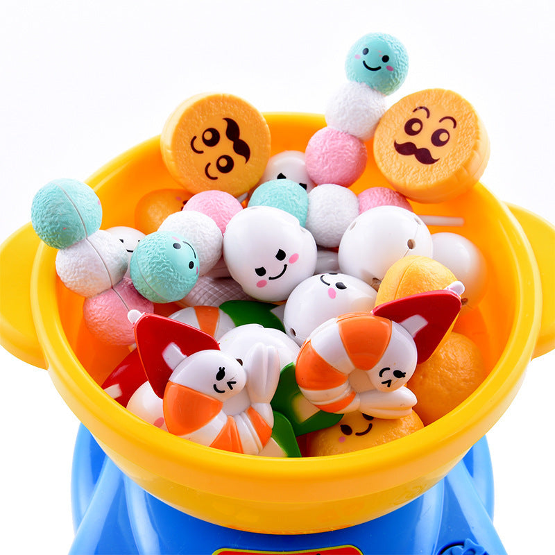 Children's Play House Simulation Kitchen Toy Hot Pot Big Music Bucket Chopsticks