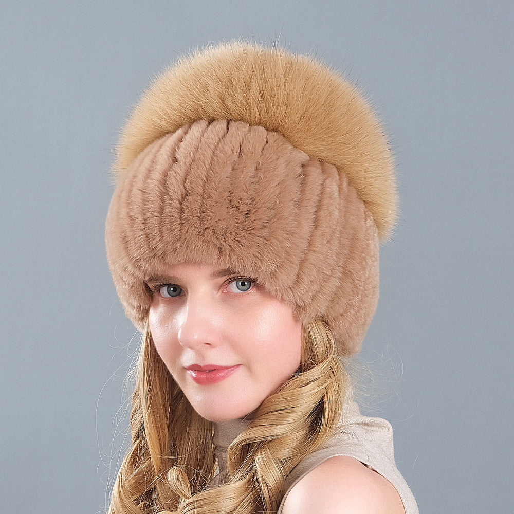 Korean Style Knitted Earmuffs Straw Hat Women