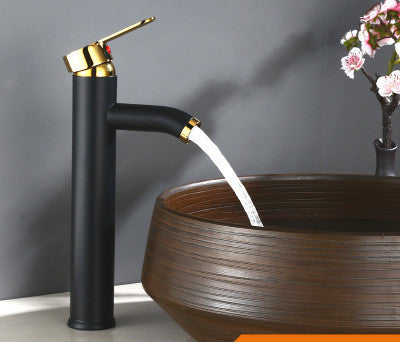 Mélangeur de lavabo chaud et froid rehaussé noir