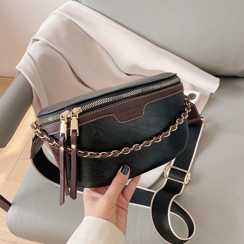 Casual Chest Color Textured One-shoulder Messenger Bag
