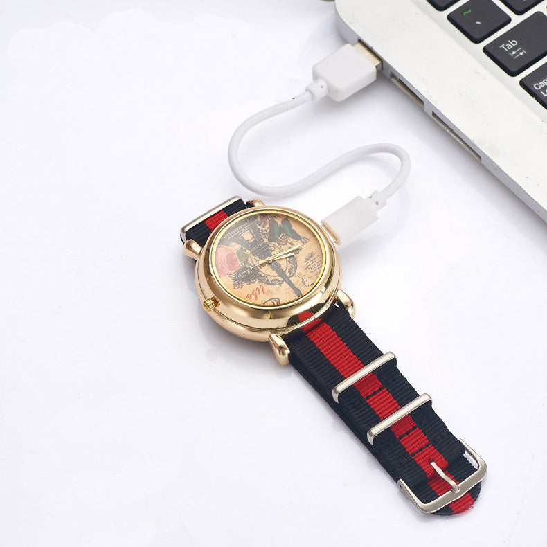 Cigarette Lighter Quartz Canvas Watch