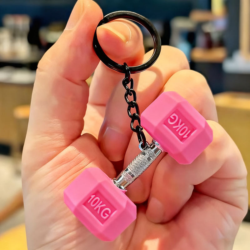 Creative Sports Fitness Series Metal Rod Dumbbell Keychain Pendant
