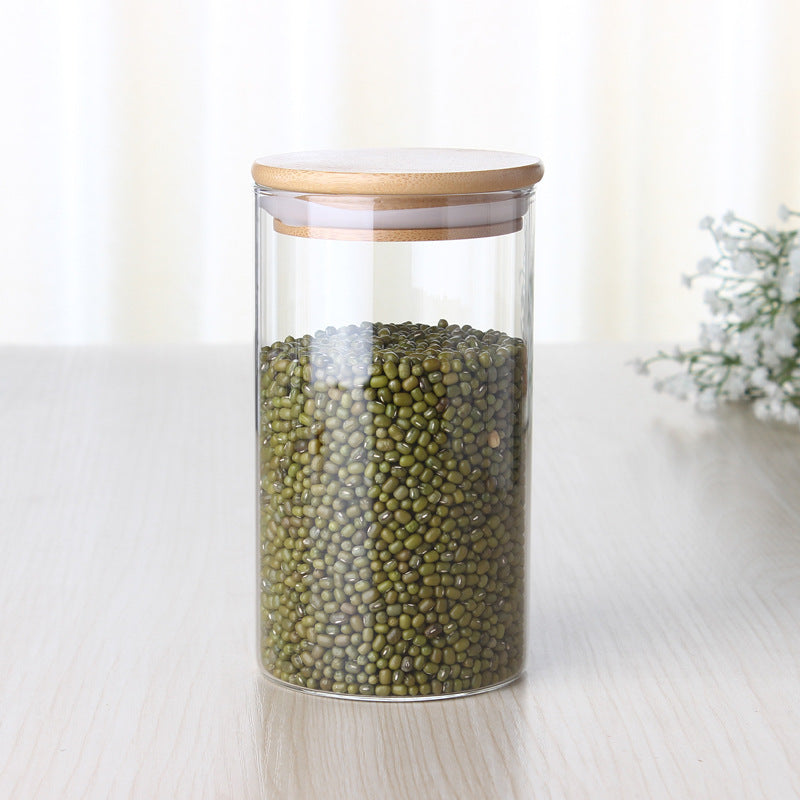 Glass Storage Jar With Bamboo Lid For Storing Tea
