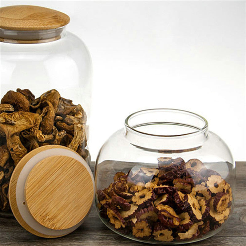 Cambered Bamboo Lid Tea Large Capacity Storage Cans