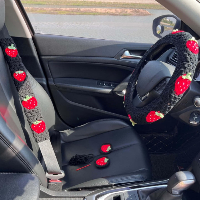Car Interior Hand-crocheted Flower Steering Wheel Warm Non-slip Cover