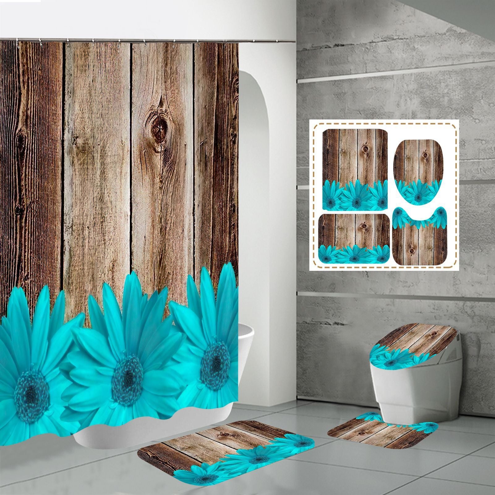 3D HD Digital Printing Bathroom Shower Curtain