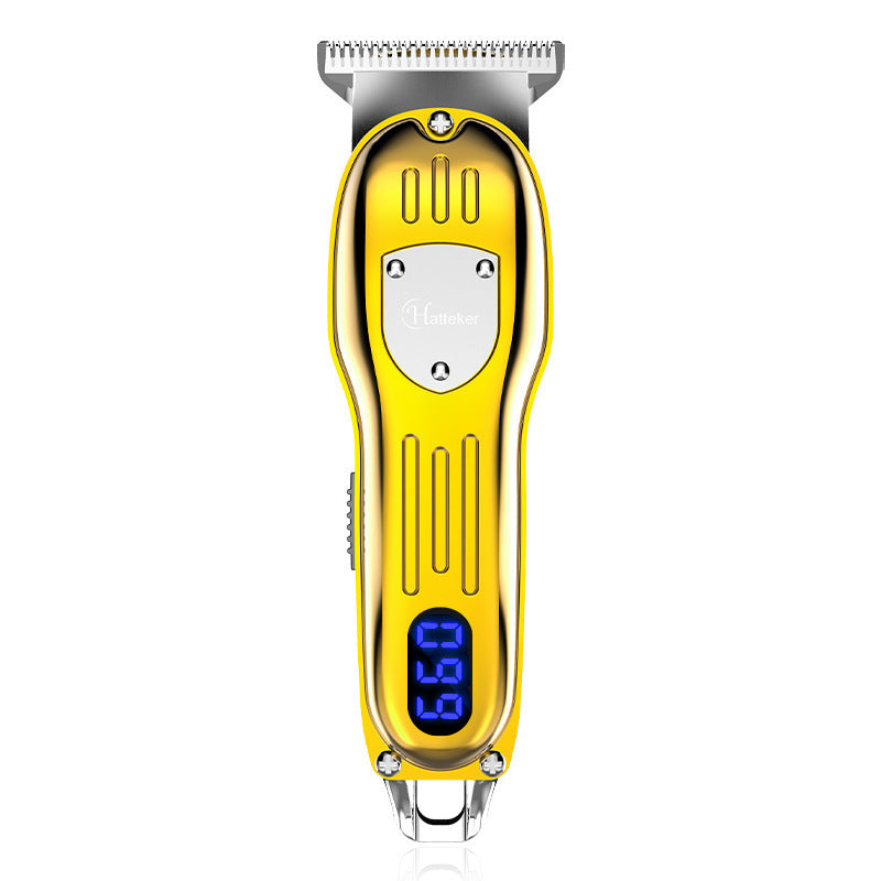 Retro Men's LCD Digital Display Hair Clipper Engraving Electric