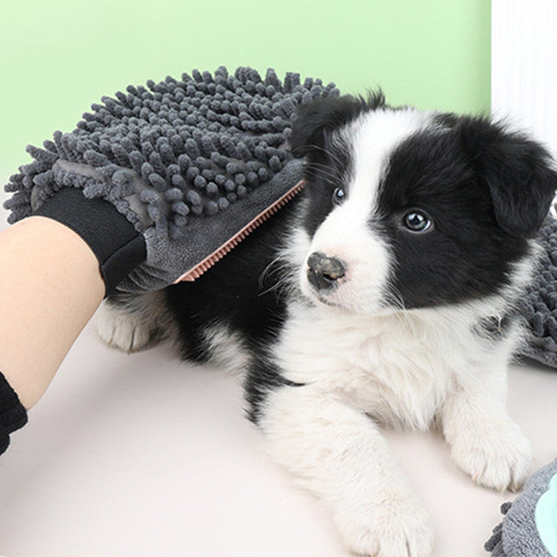 Brosse de bain pour animaux 2 en 1 Gant de toilettage élégant Outil de toilettage pour chiens et chats pour le brossage, le massage et le séchage Kit de toilettage pour chiens et chats Brosse de bain 2 faces Gant de nettoyage et de massage