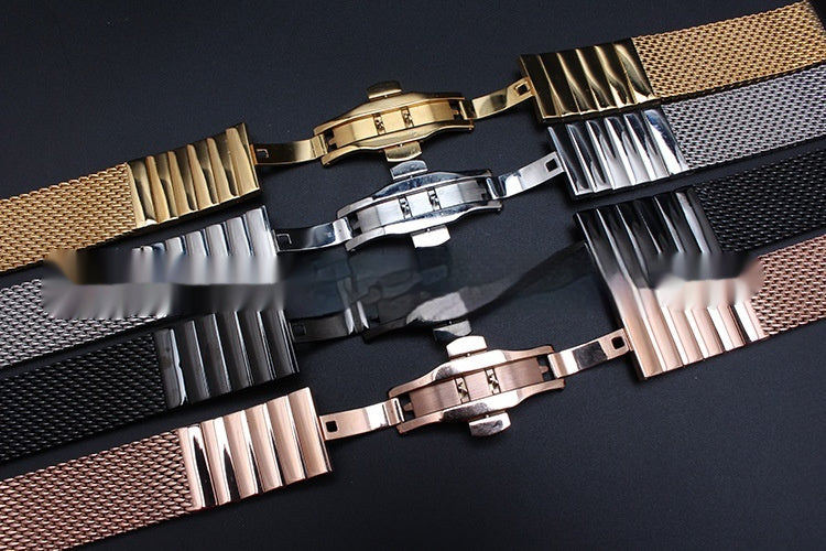 Watch Accessories Solid Stainless Steel Metal Wall Clock Bamboo Joint Coarse Mesh