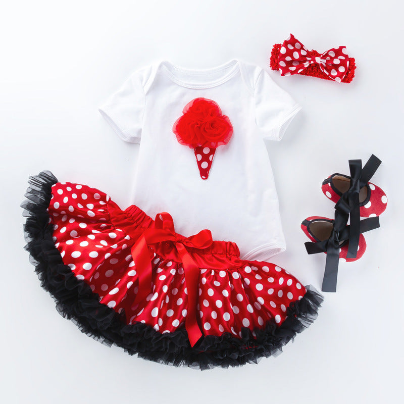 Children's tutu skirt suit high quality cotton short sleeves