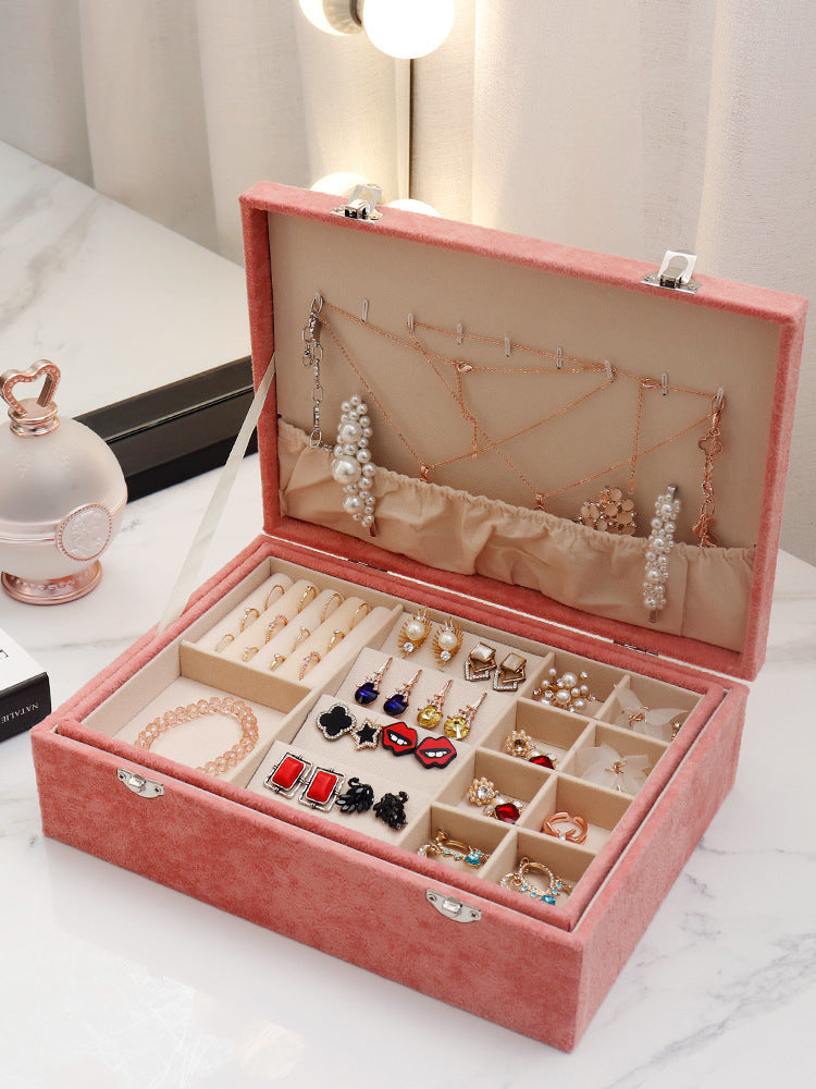 Boîte de rangement à bijoux en cuir haut de gamme de style européen