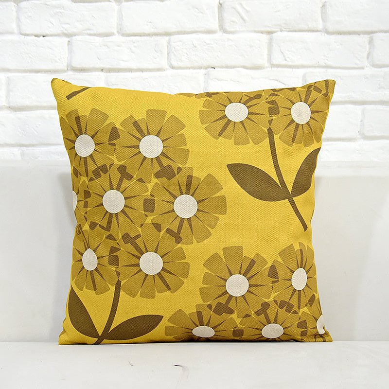 Cotton And Linen Pillow With Flower And Bird Picture