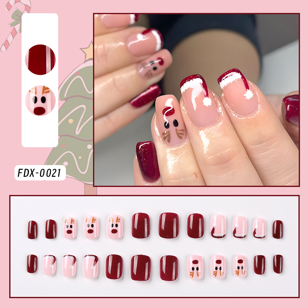 24 Pieces Christmas Elk Red Wear Nail Polish