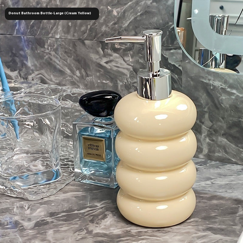Ceramic Empty Bottle For Shower Gel Divided Into Bottles And Pressed