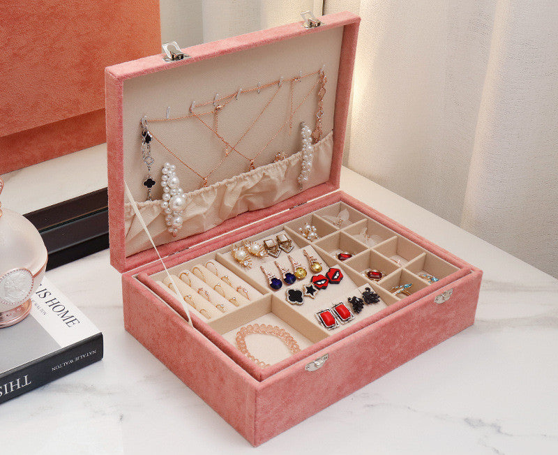 Boîte de rangement à bijoux en cuir haut de gamme de style européen