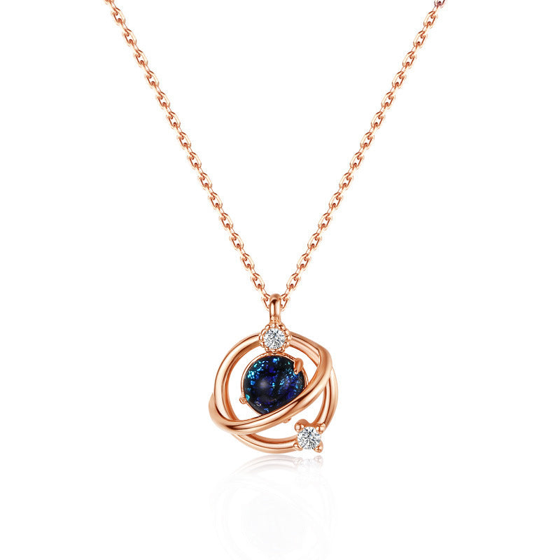 Silver-plated fantasy planet necklace