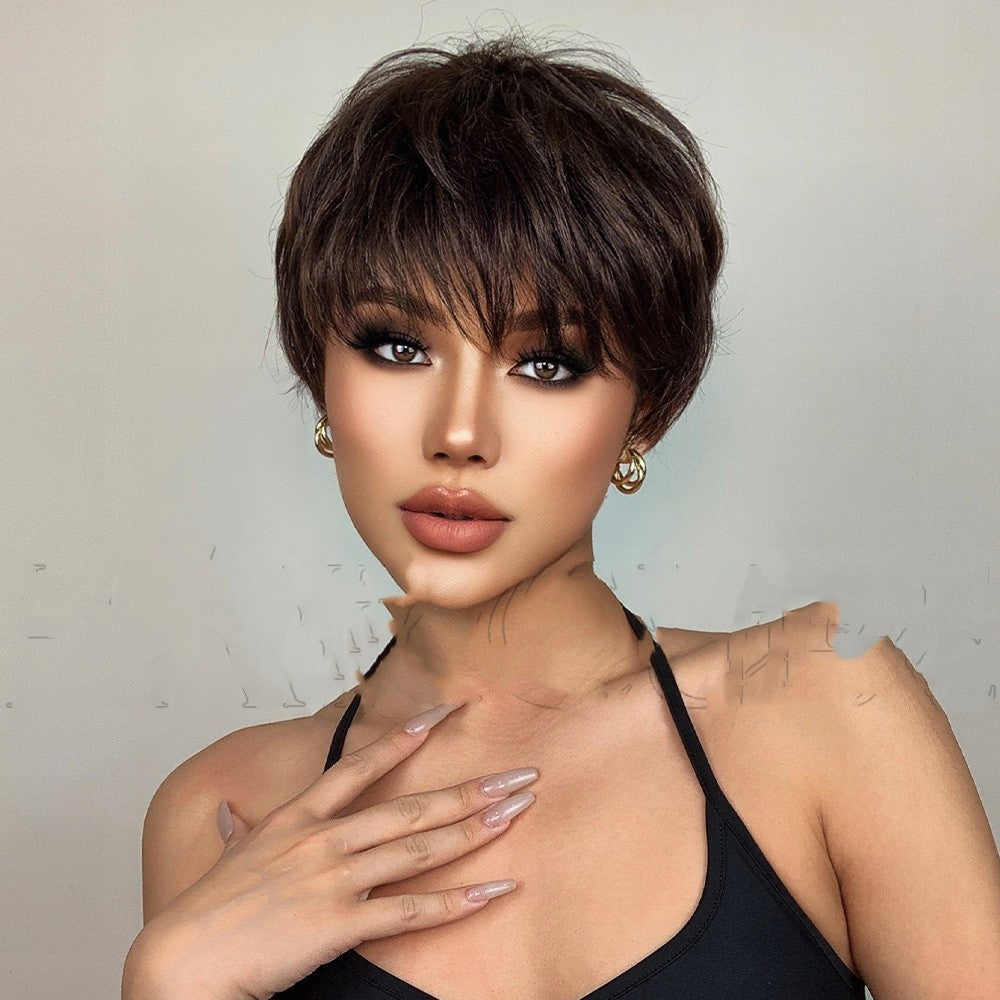 Reversed  Style With Six Colors And Short Straight Hair Wig