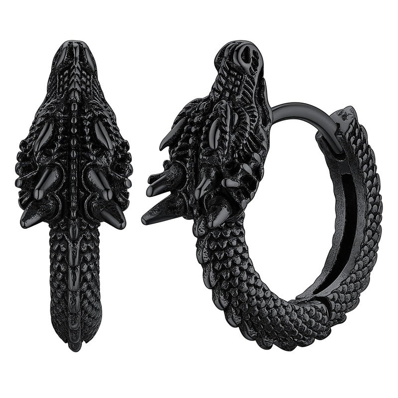 Stainless Steel Dragon Earrings Punk Hip Hop Personality