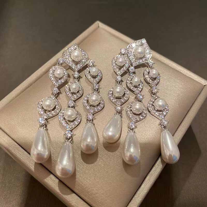 European And American Retro Exaggerated Long Fringe Earrings Female Water Drop