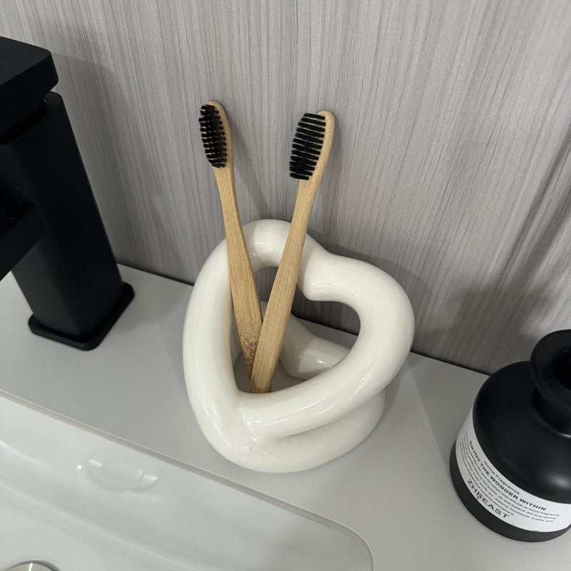Ins Ceramic Toothbrush Holder Couple Bathroom Toothpaste Toothbrush Decorative Storage Rack