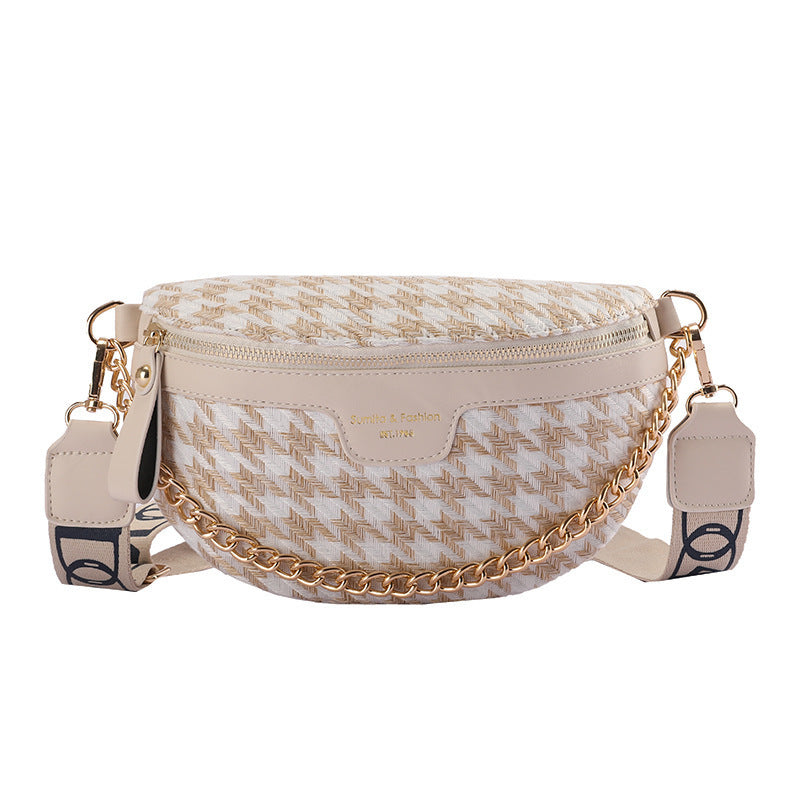 New Checkered Chain Ladies Waist Bag Ins Net Red Shoulder Diagonal Bag Mobile Phone Bag Chest Bag Female