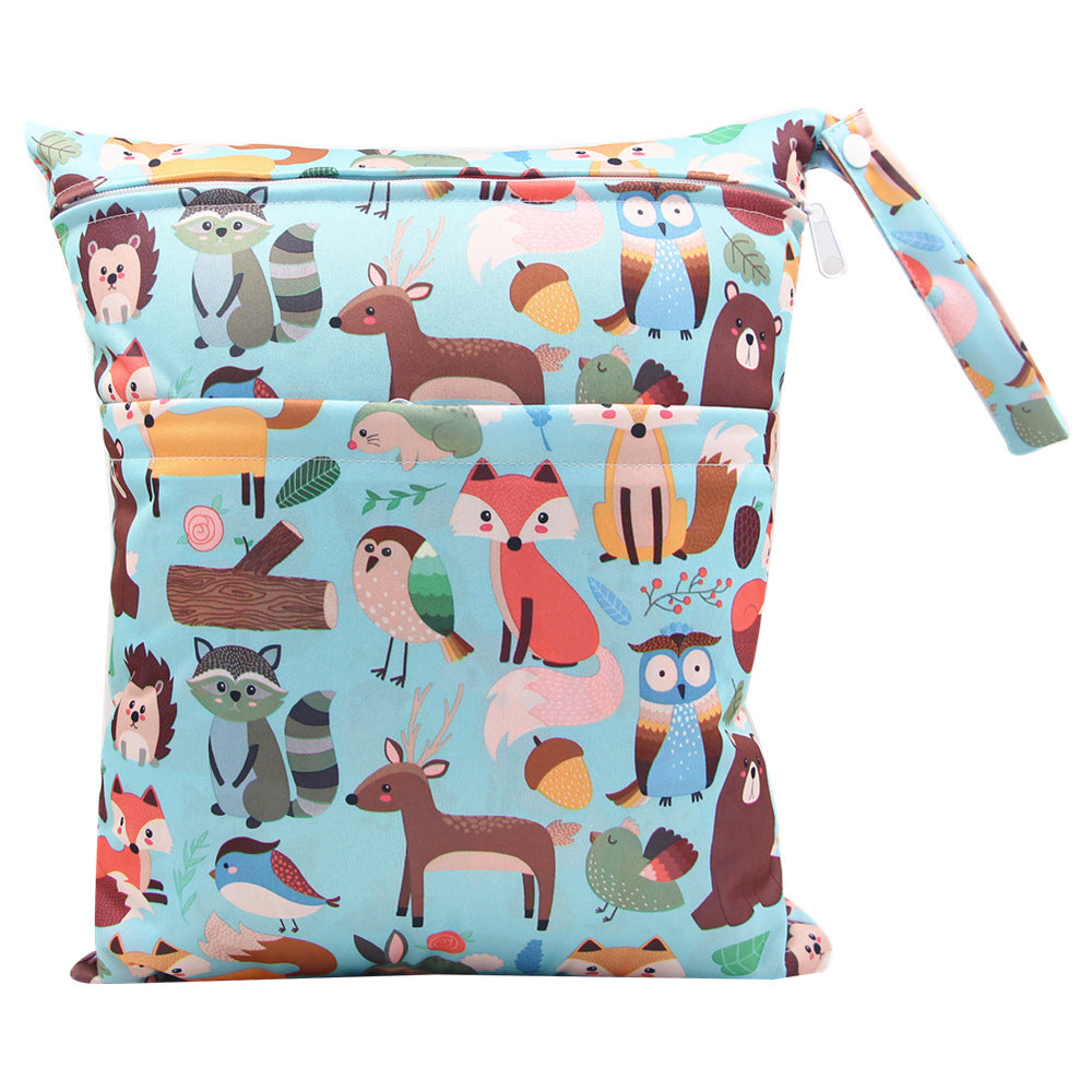 Diaper Bag 30 36cm Baby Double Zipper Printing Waterproof Diaper Bag