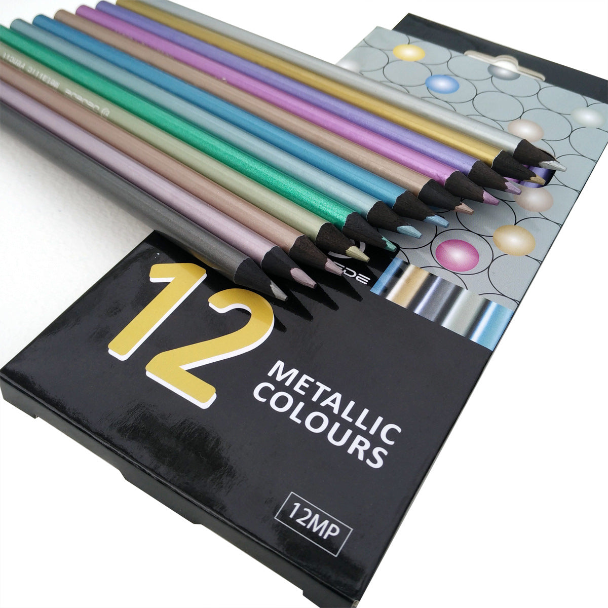 12 Color Metallic Marking Pen Black Wood Colored Pencil Fluorescent Color Filling Drawing Art Pen
