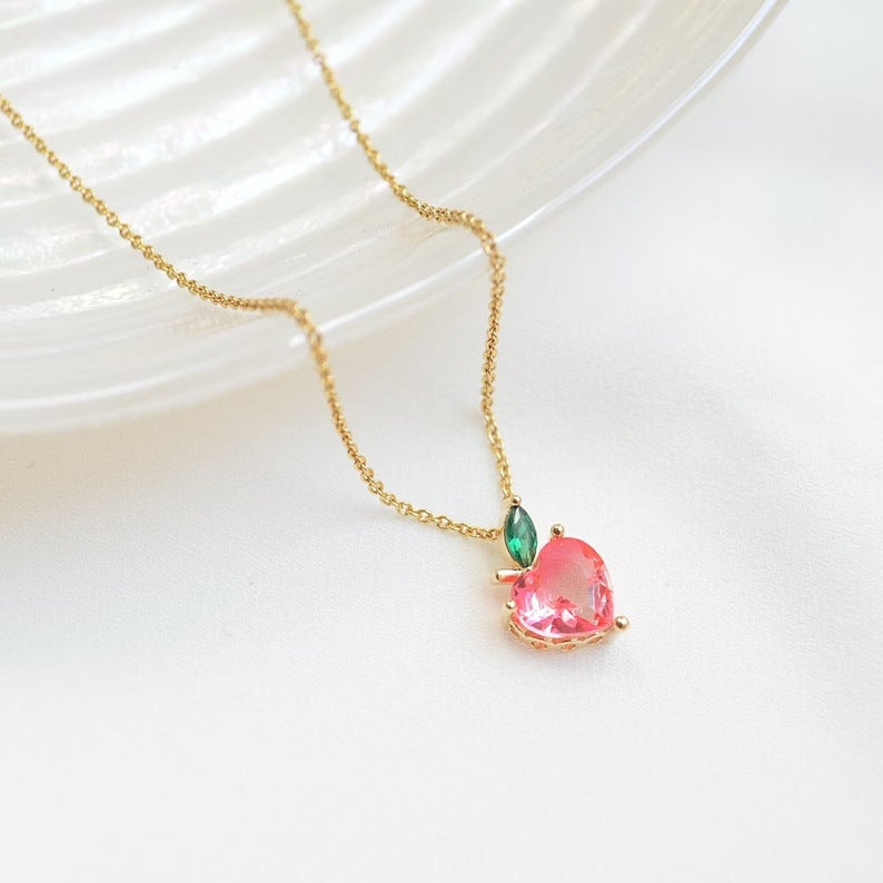 Strawberry Pendant New Color Zirconium Fruit Necklace