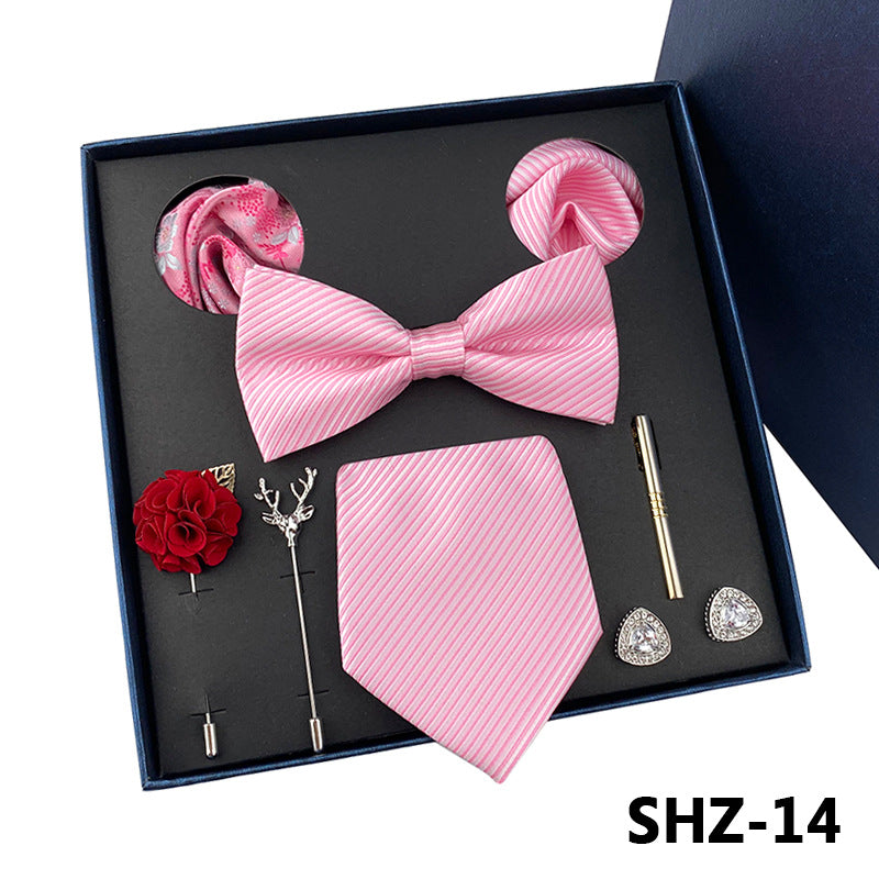 Men's Fashion Simple Pocket Scarf Brooch Tie Set
