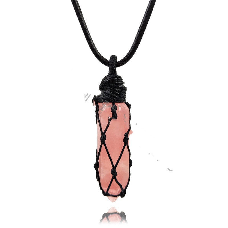 Adjustable Natural Stone Mesh Braided Necklace