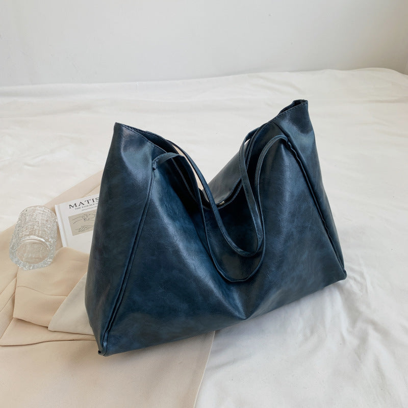 Sac fourre-tout rétro à grande capacité et finition brillante pour les trajets quotidiens