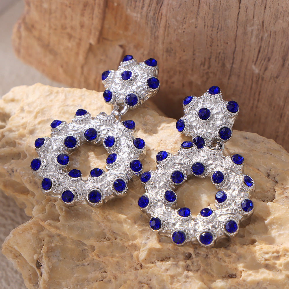 Vintage Heavy Industry Texture Antique Long Titanium Steel Gold-plated Stud Earring Exaggerated