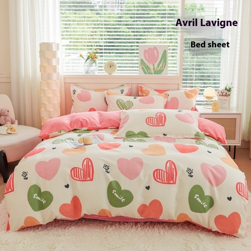 Four Seasons Woolen Cotton Four-piece Quilt Cover Bed Sheet Dormitory Set