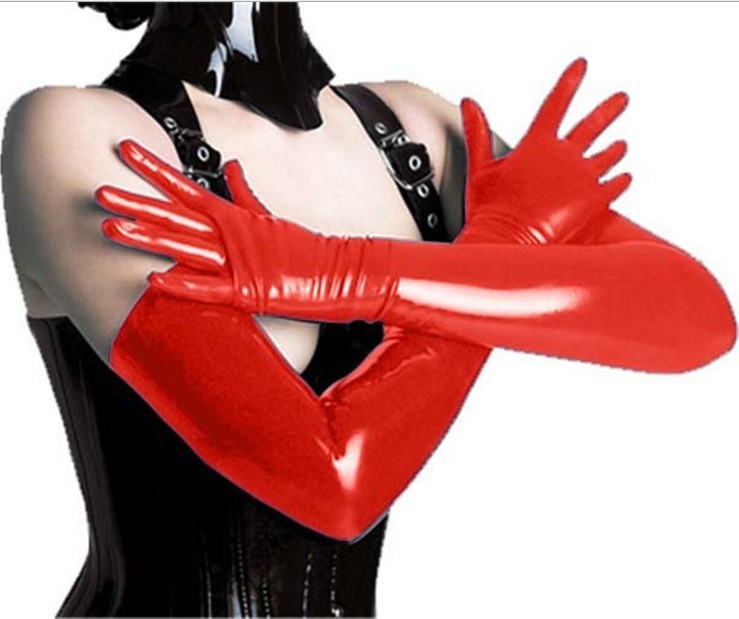 Bright Leather Faux Lacquer Gloves Long Glued Latex Temptation