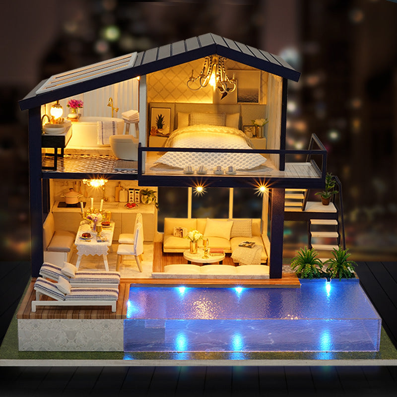 Girls' Toy Handmade Diy Cottage Assembled Large Villa