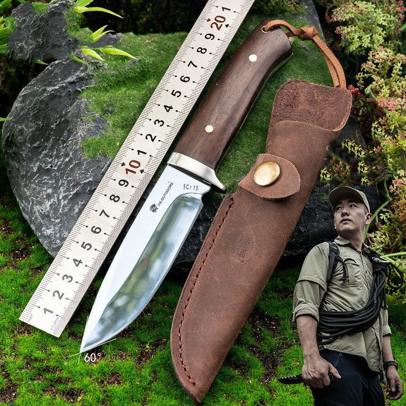 Couteau droit de survie en plein air, couteau de survie en milieu sauvage, couteau de poche d'autodéfense, haute dureté