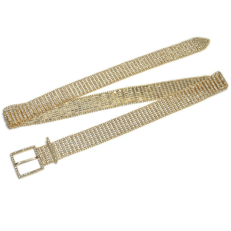 Chaîne de ceinture à huit rangées de diamants brillants et de cristaux