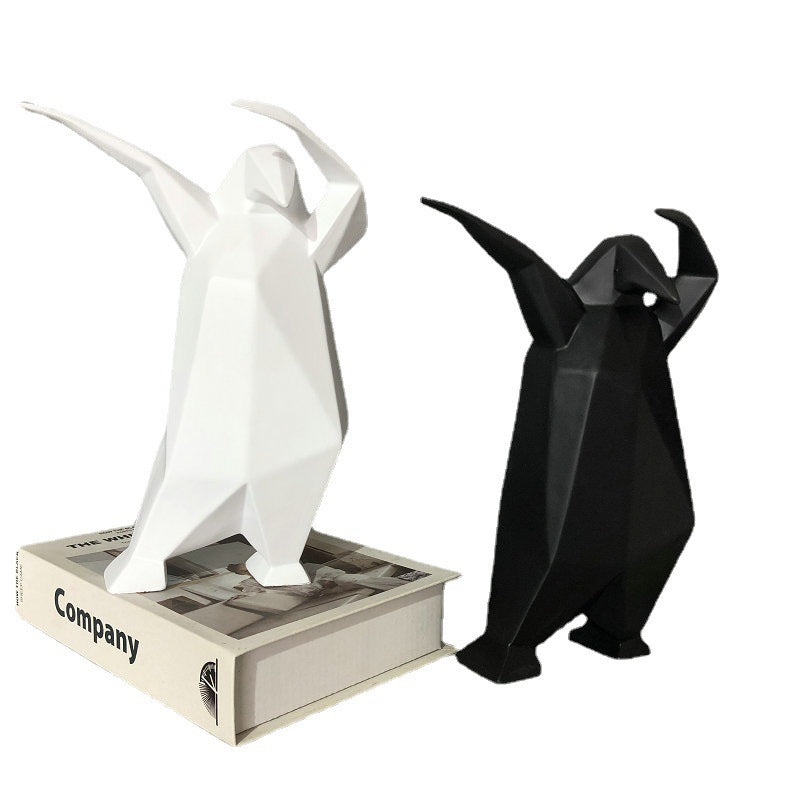 Cartoon Animal Penguin Resin Decorations Abstract Sculpture Chinese Style