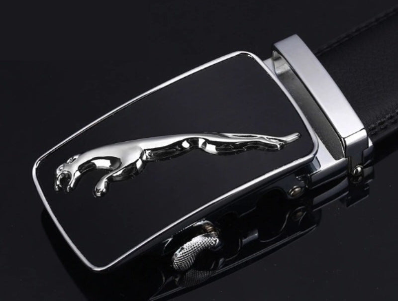 Men's belt leather automatic buckle Leopard pure leather belt