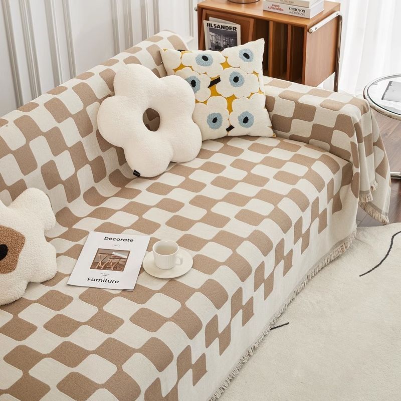 Chessboard Plaid Sofa Towel Sofa Cover Simple Universal