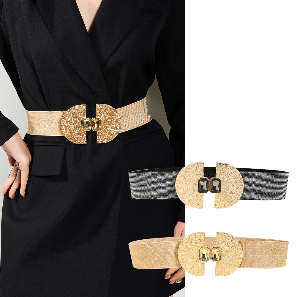 Ceinture Élastique Femme Tendance Brillante avec Perles, Ceinture Décorative pour Jupe, Housse de Taille Simple et Haut de Gamme