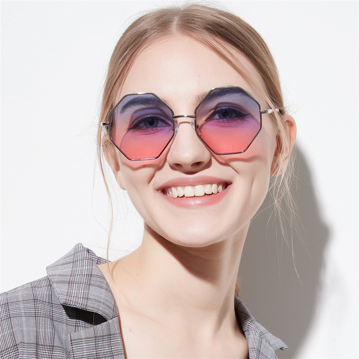 Diamond Polygon Color Clear Lens Sunglasses