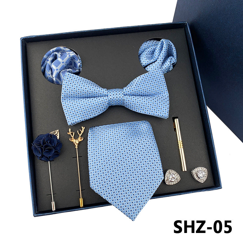Men's Fashion Simple Pocket Scarf Brooch Tie Set