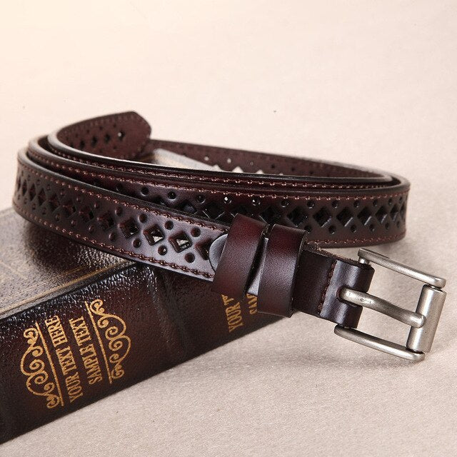 COWATHER good woman cow leather belt buckle belt