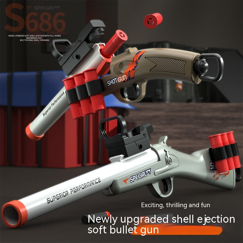 Children's S686 Spray Soft Bullet Gun Throw Shell Launch Toy
