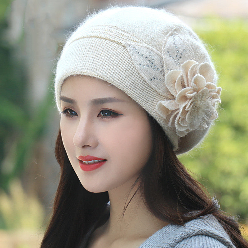 Ladies Plus Fleece Warm Earmuff Beret Hat