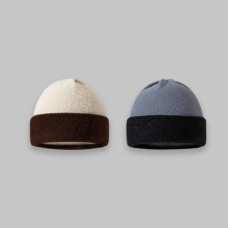 Color Blocking Knitting Fashion Retro Port Style Wool Hat Women
